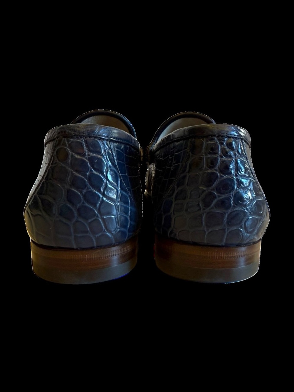 Gucci Navy Crocodile Leather Loafers - Picture 3 of 4